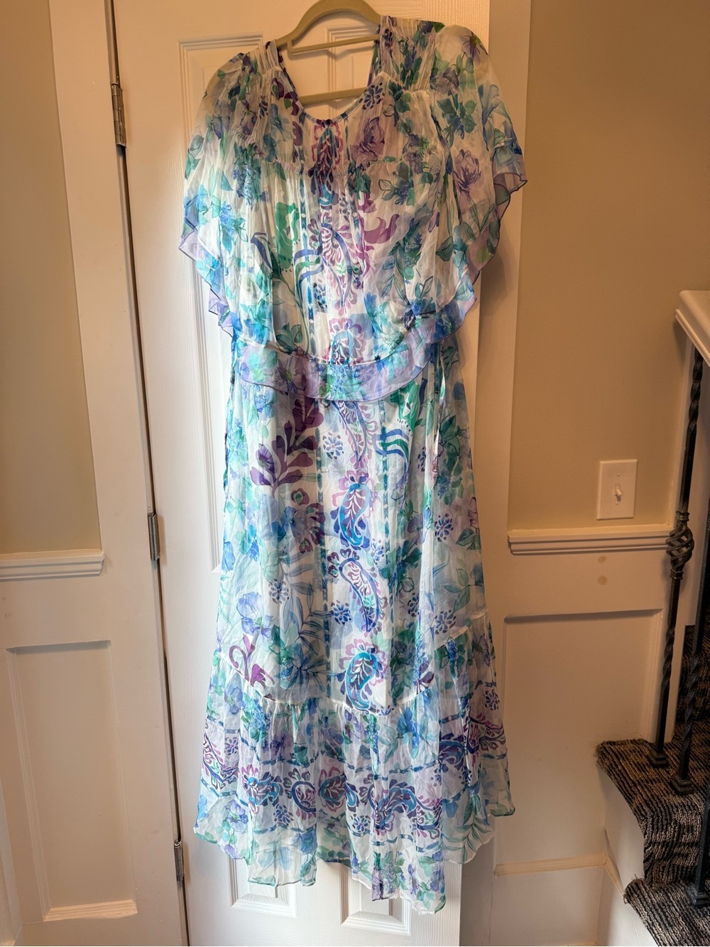 Johnny Was "Annamarie" maxi dress fluttered cape bodice floral paisley XL EC2 - Picture 5 of 5